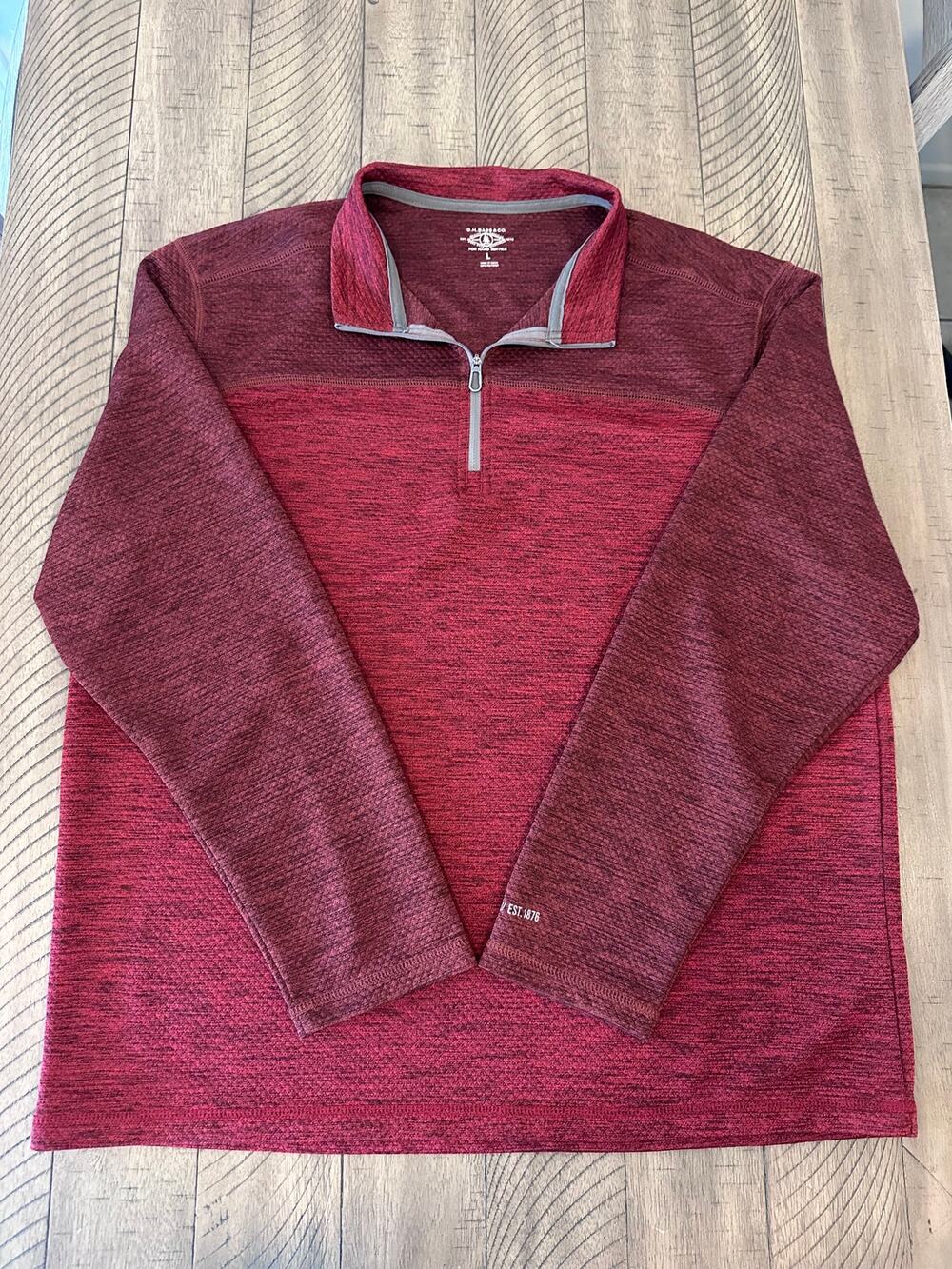 G.H. Bass & Co. Men's 1/4 Zip Pullover Jacket Sweatshirt Red Size Large Outdoor